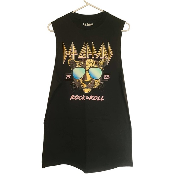 Def Leopard Tops - Def Leopard New Oversized Tank Hair Bands 80s